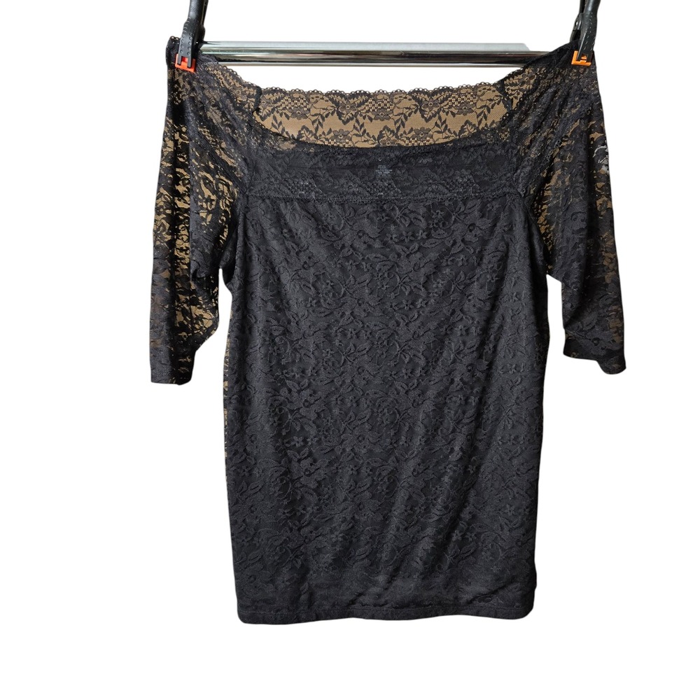 Torrid Womens 4X Black Lace Sheer Sleeve Top‎ Dark Romantic Whimsigoth Overlay